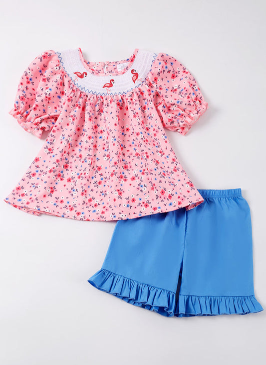 Flamingo Smocked Set