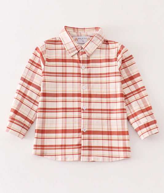 Orange Plaid Button Down
