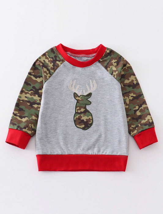 Camo Deer appliqué Crewneck