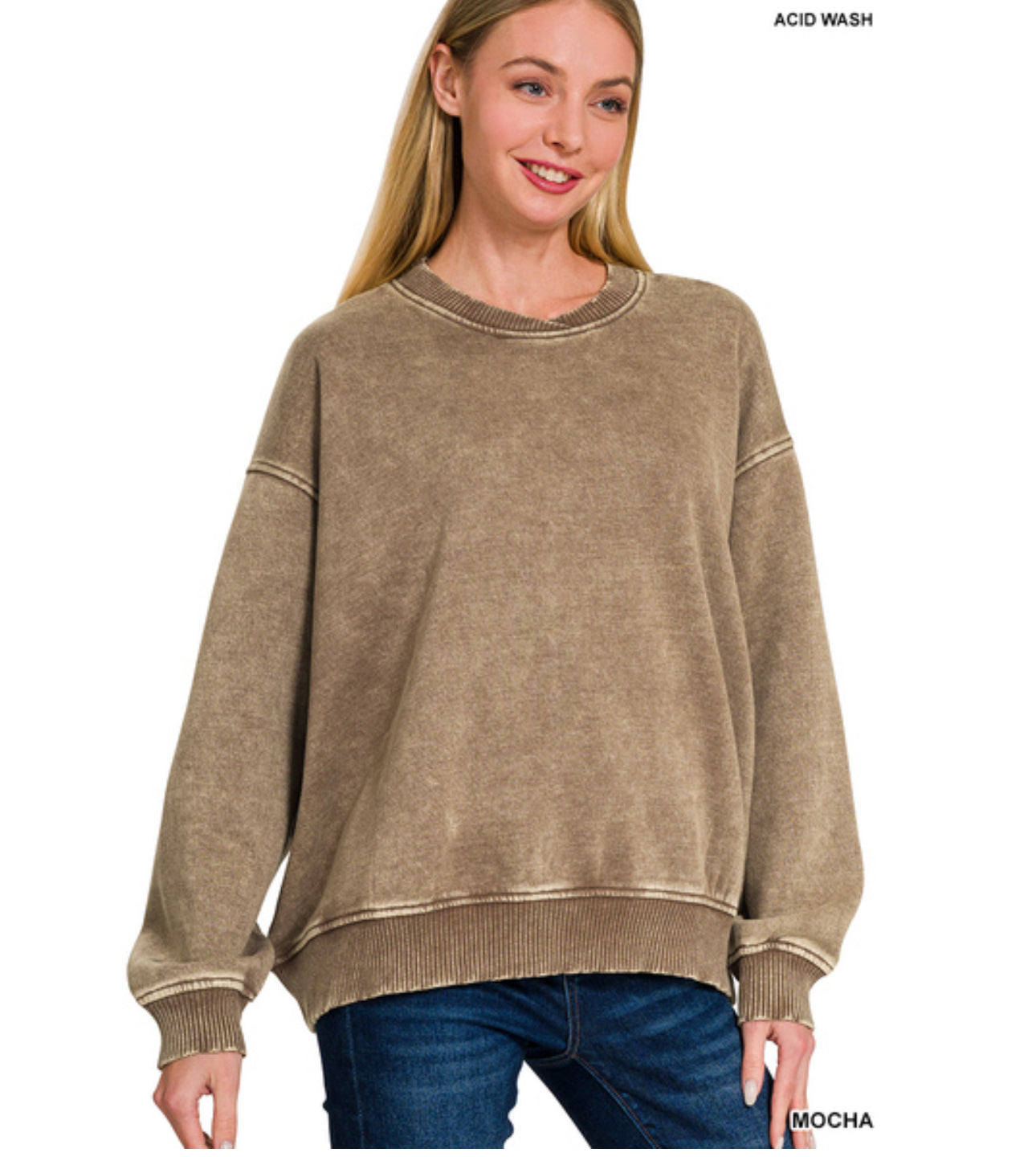 Acid Washed Oversized Fleece Pullover