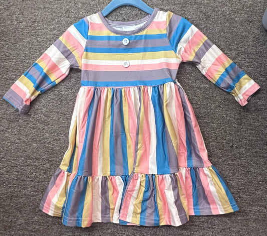Stripe Print Ruffle Dress