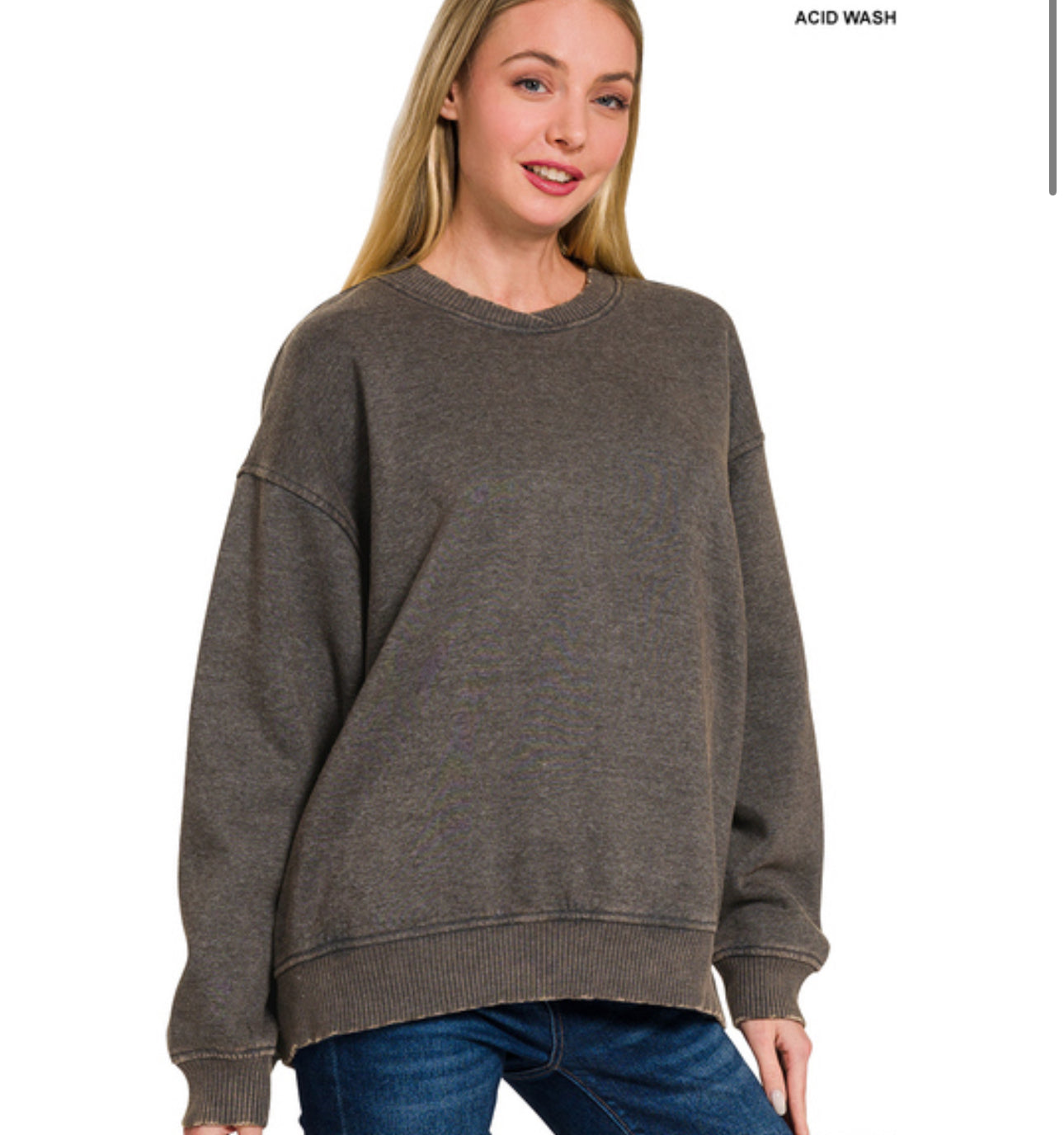 Acid Washed Oversized Fleece Pullover