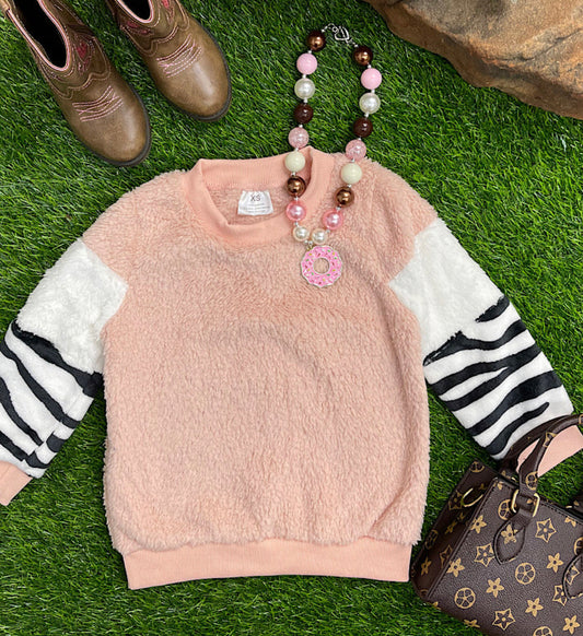Pink/Zebra fleece sweater