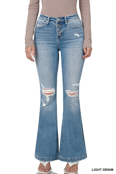 Mid Rise Button Fly Jeans