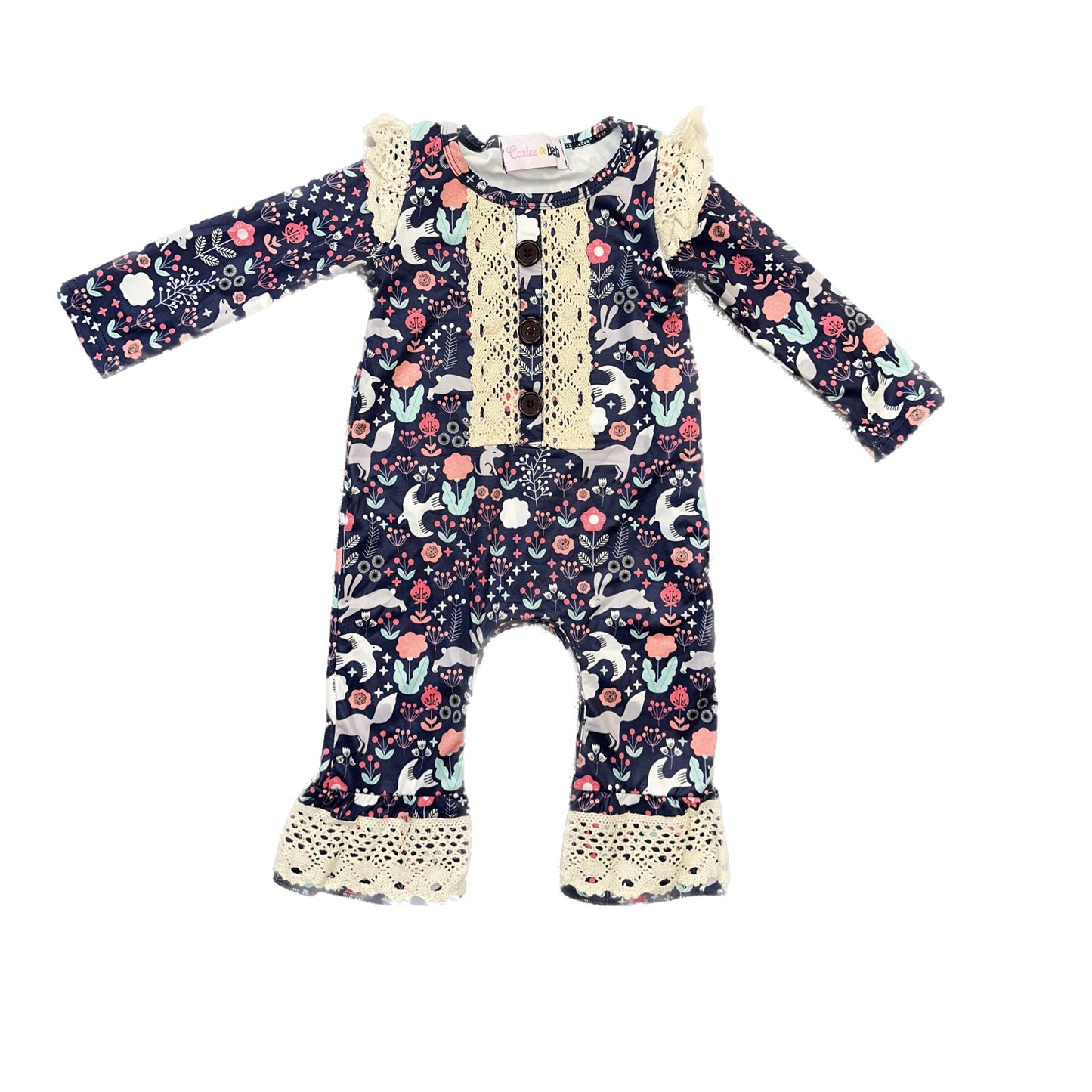 Navy Floral Romper