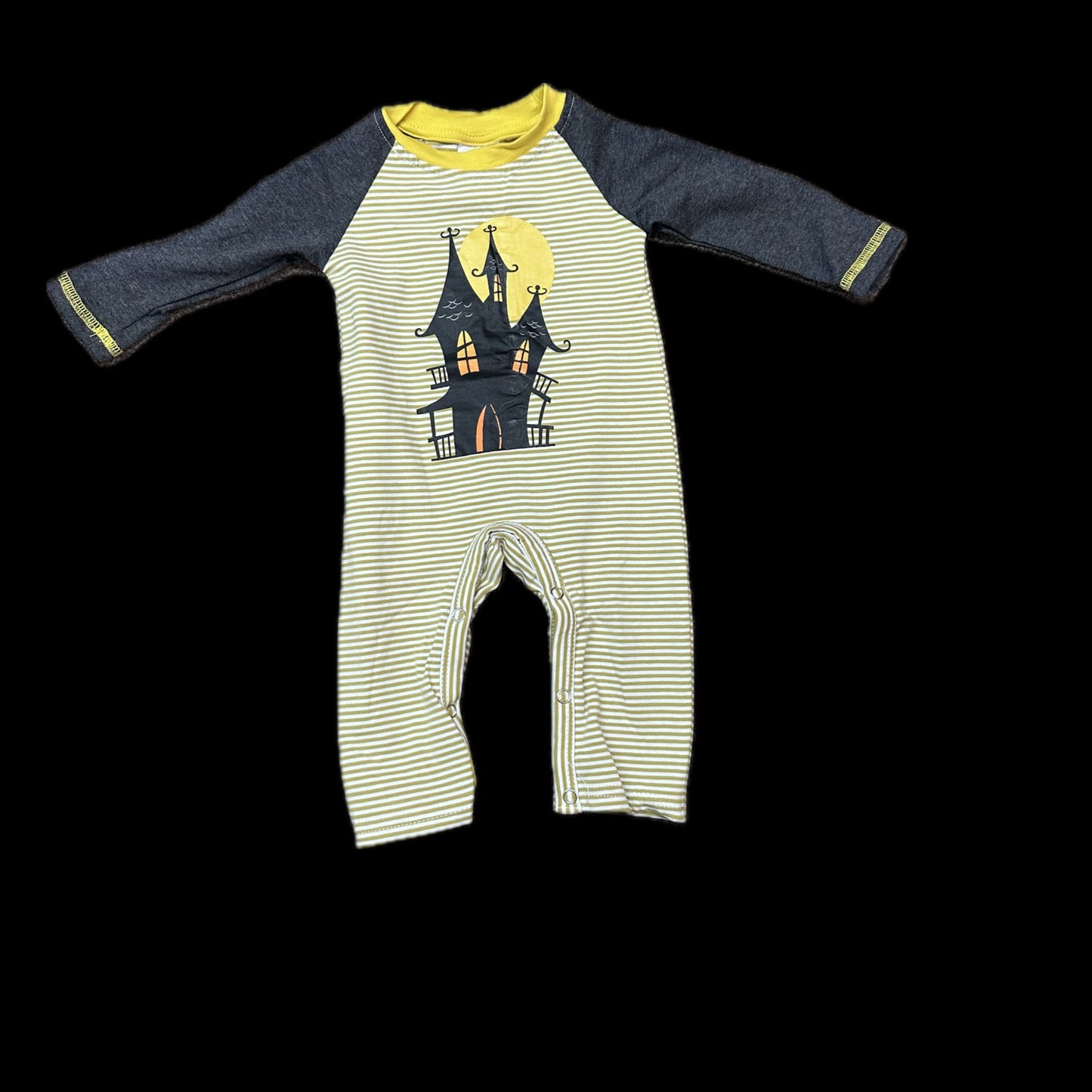 Halloween stripe castle romper