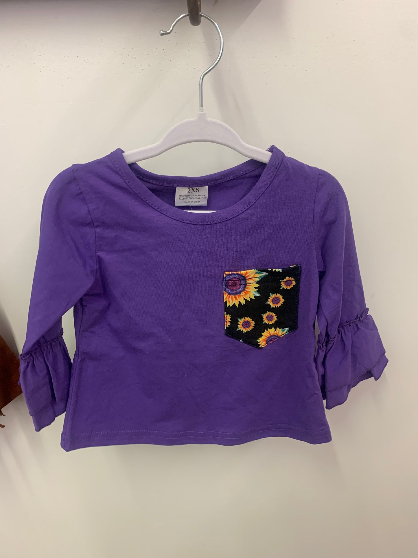 Purple Sunflower Pocket Long Sleeve