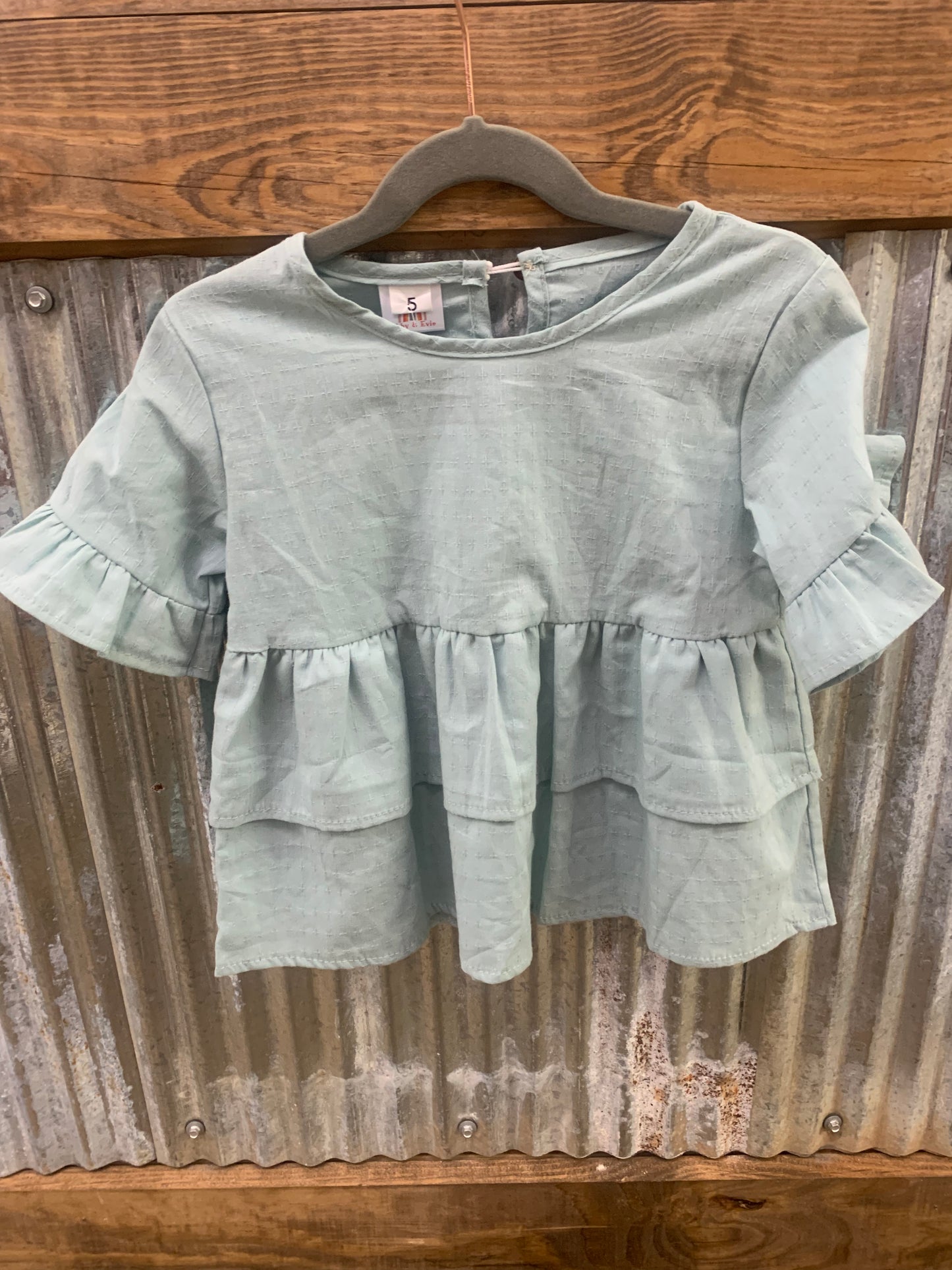 Light Teal Ruffle Peplum Top