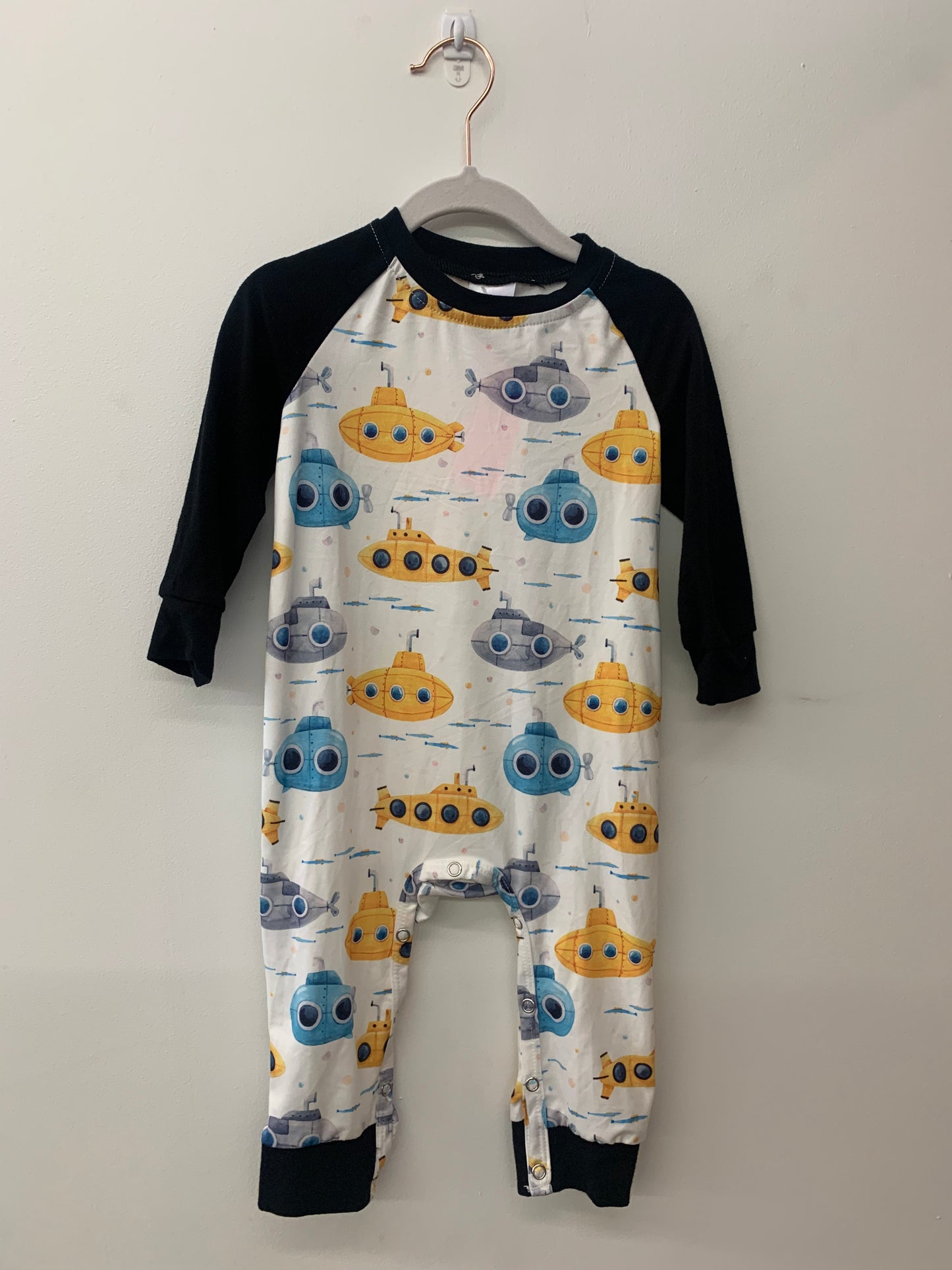 Submarine Black Sleeve Onesie