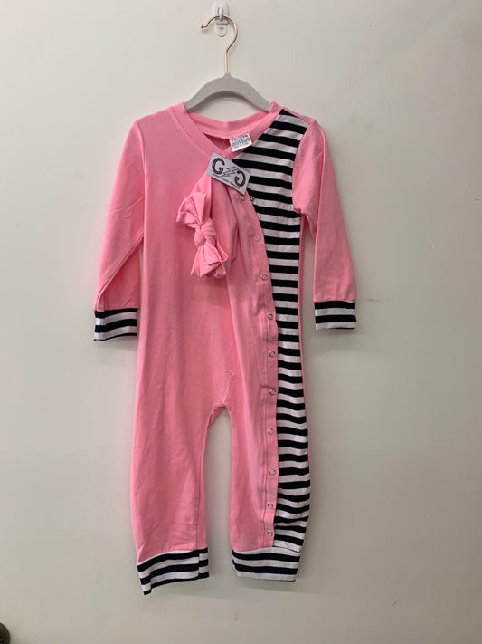 Black and White Stripe Pink Onesie