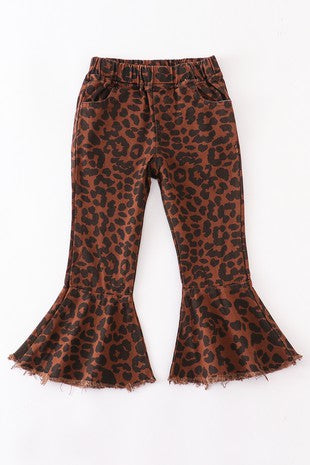 Denim leopard flares