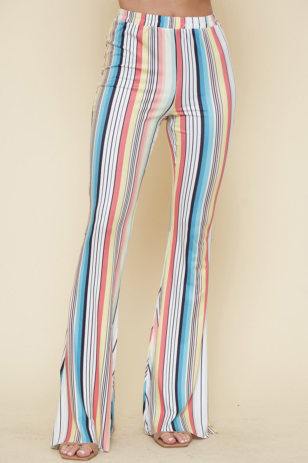 Striped Bell Bottom Pants