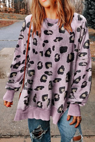 Leopard Print Oversized Sweatshirt