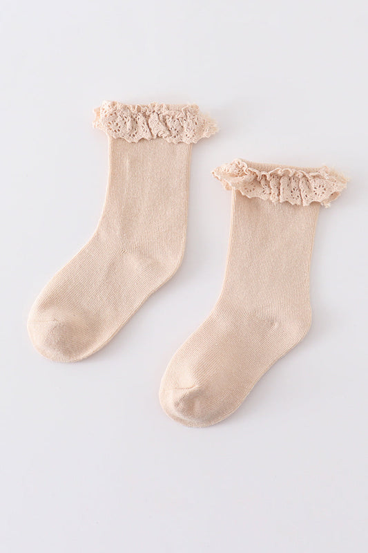 Beige Lace Socks