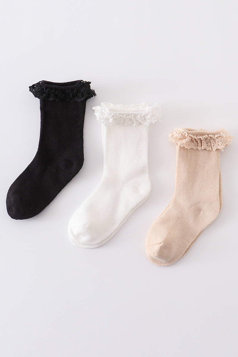 Beige Lace Socks