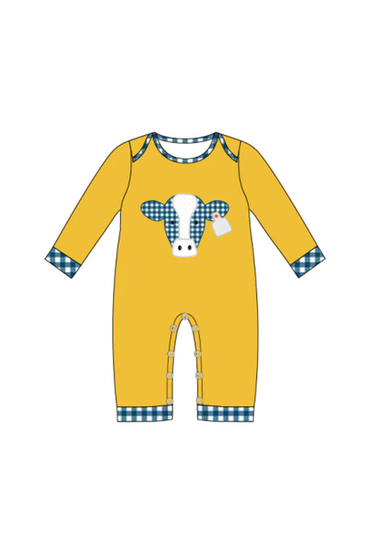 Applique Yellow Cow Romper