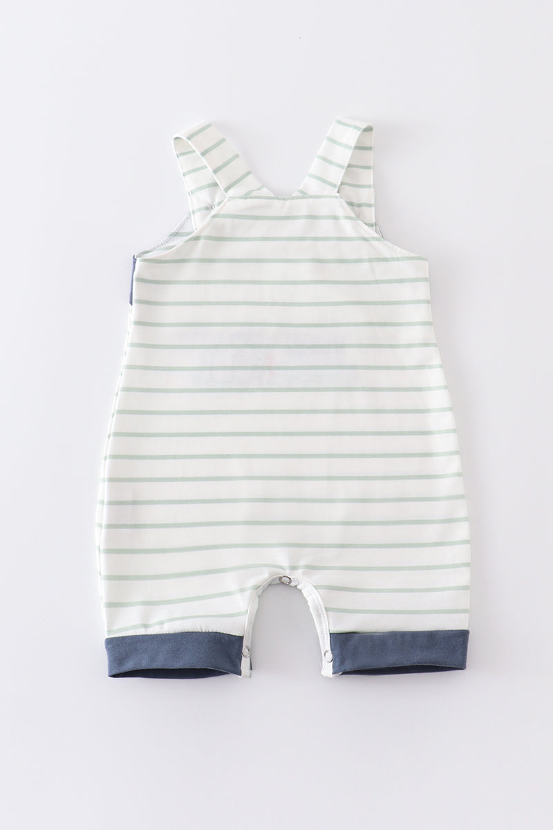 Stripe cow embroidery boy romper