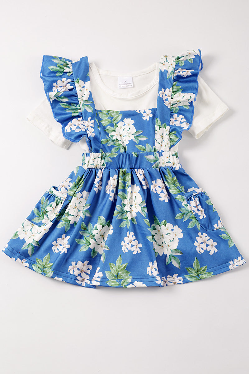 Blue Floral Print Dress