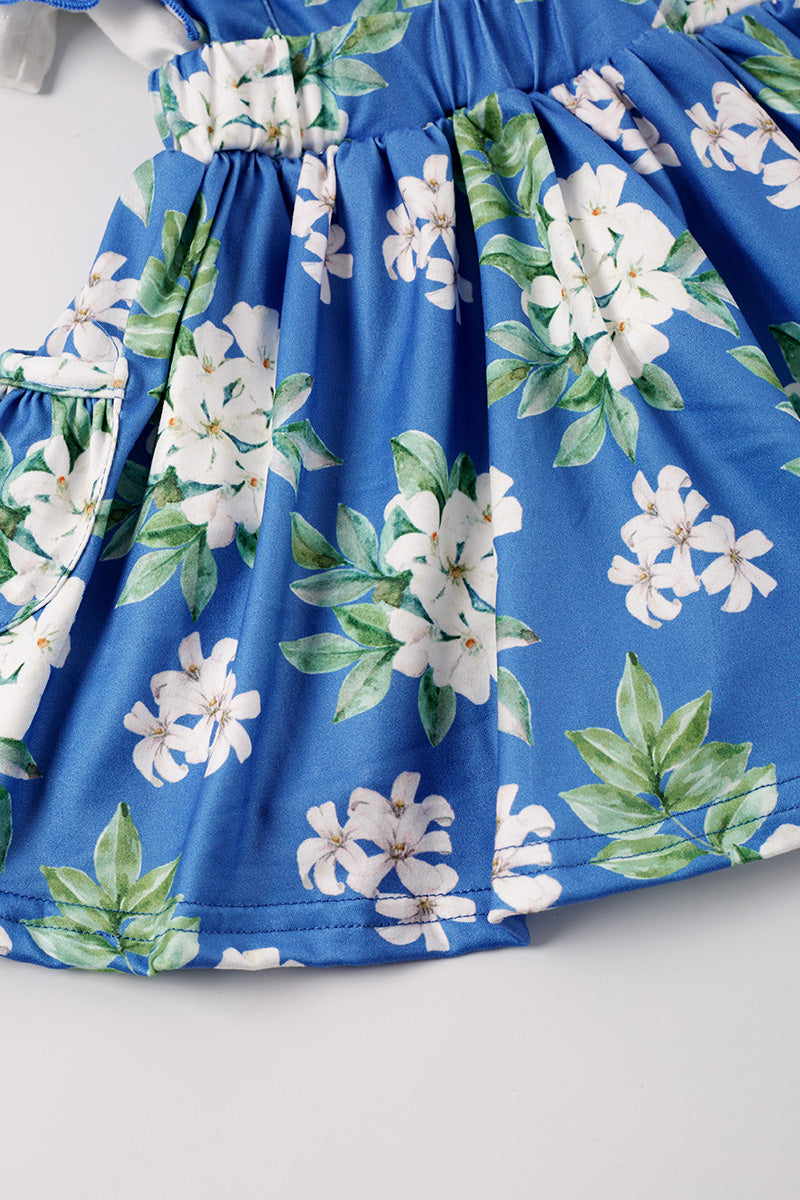 Blue Floral Print Dress
