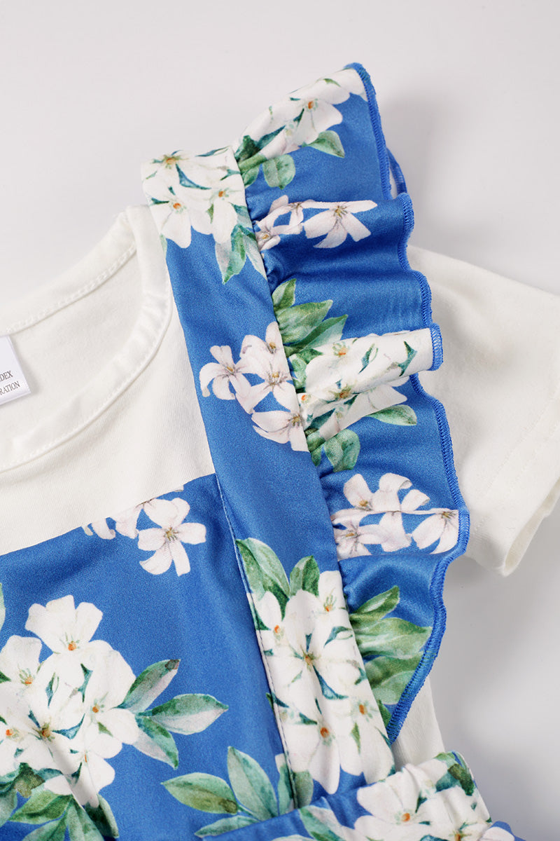 Blue Floral Print Dress