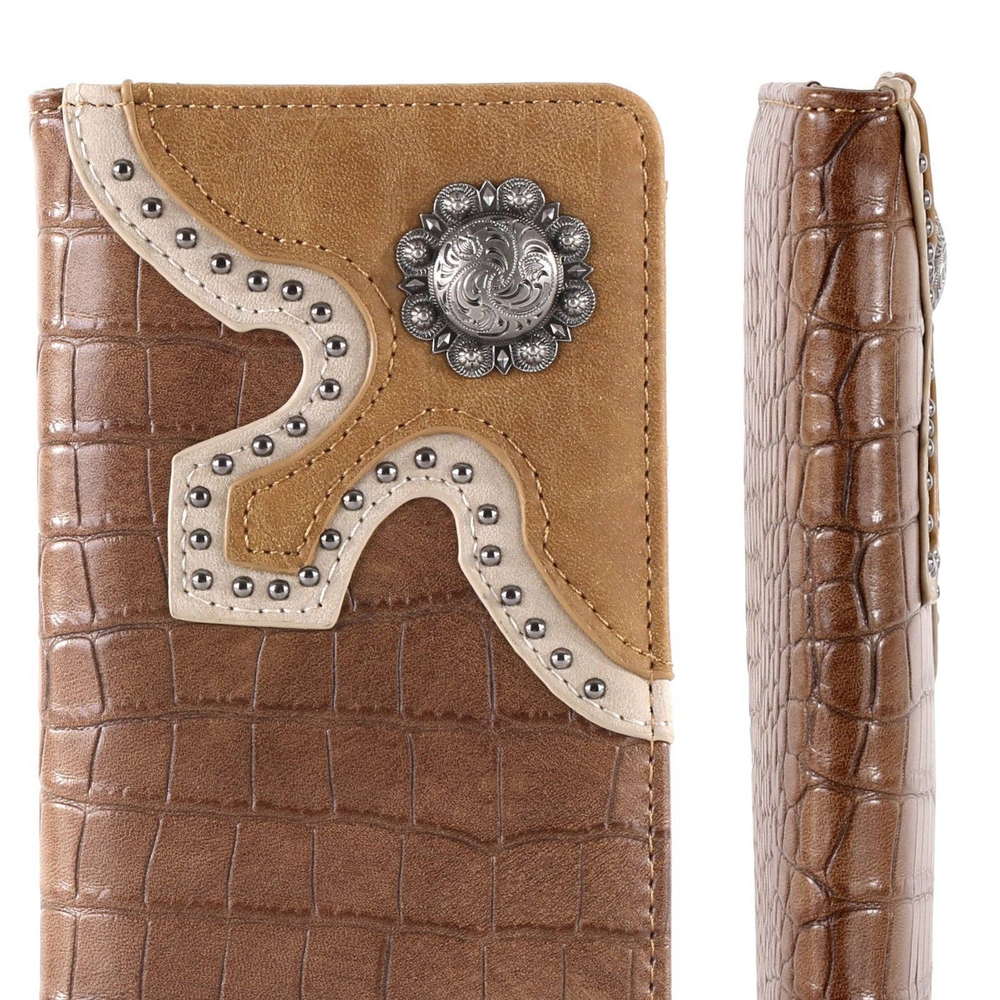 Croc Print Leather Wallet