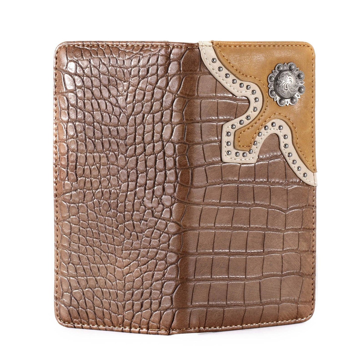 Croc Print Leather Wallet