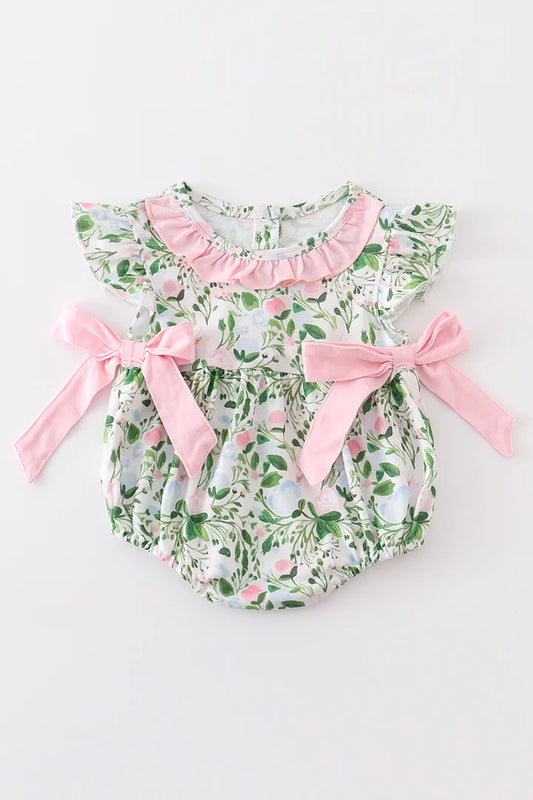 Green Floral Ruffle Bubble