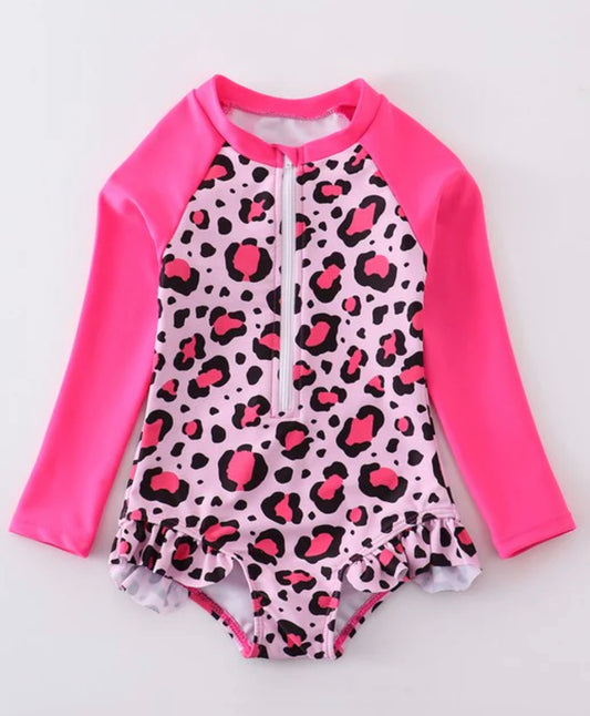 Leopard Rash Guard Swimsuit