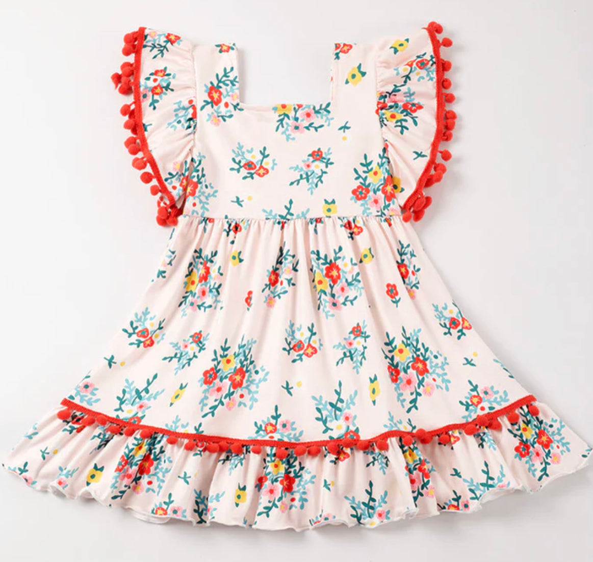 Floral PomPom Dress