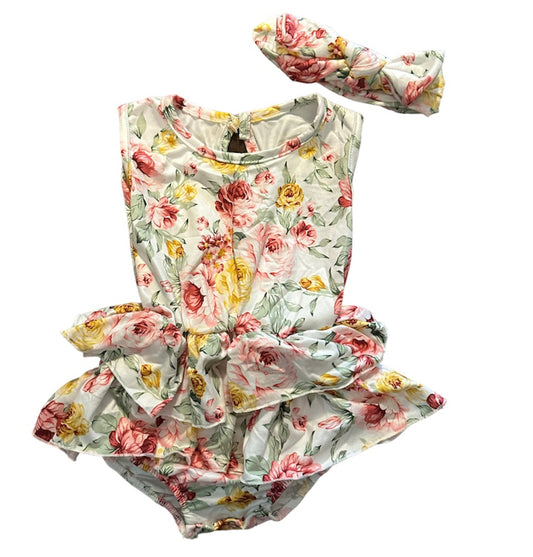 Floral Angel Sleeve Onesie