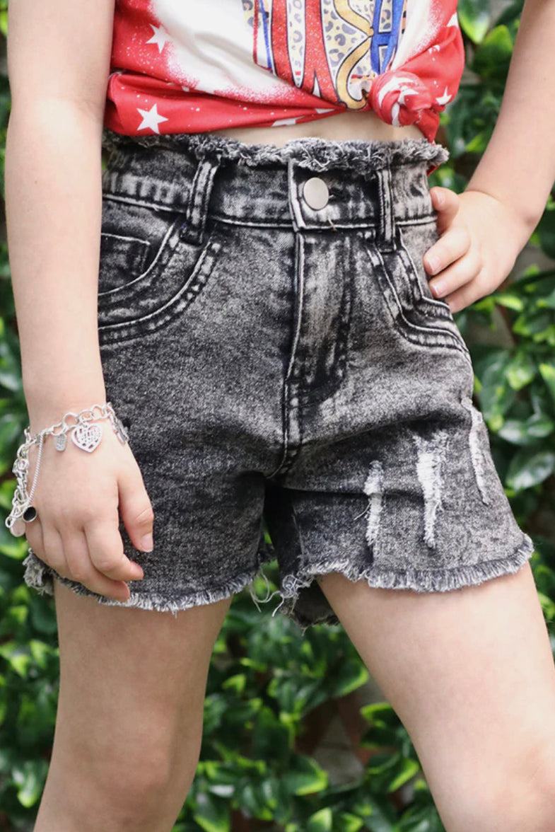 Black Distressed Shorts