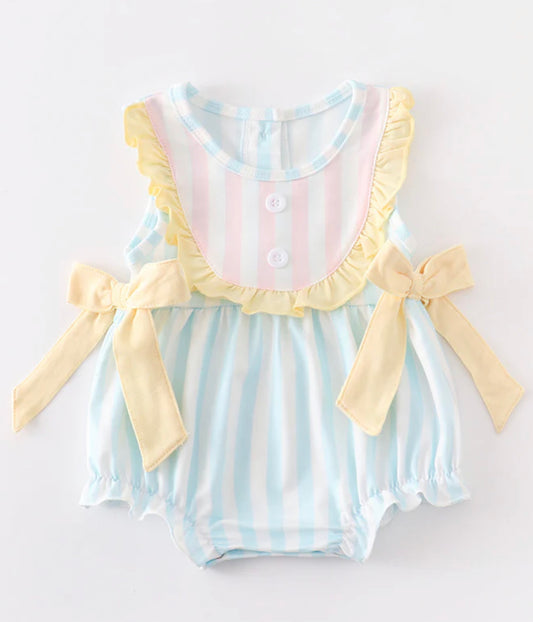 Blue Stripe Ruffle Girl Bubble