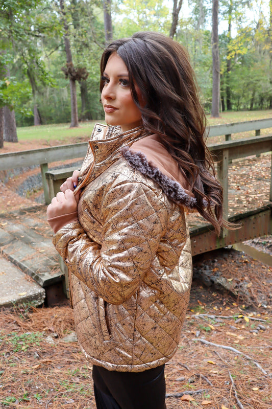 Carolina Fur Trimmed Quilted Jacket