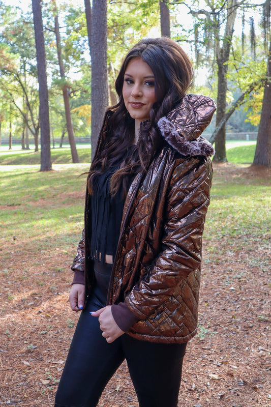 Carolina Fur Trimmed Quilted Jacket