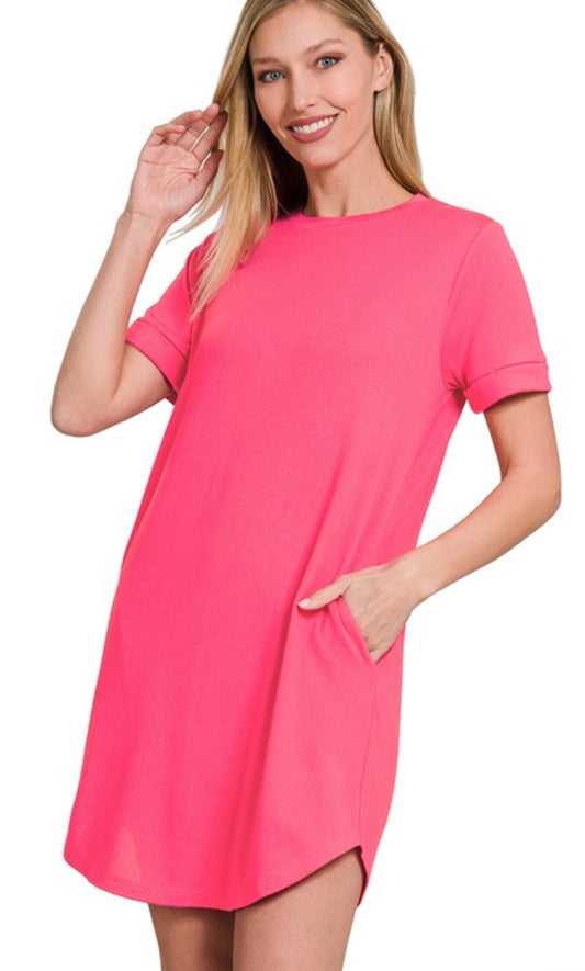 Rolled Sleeve Dress