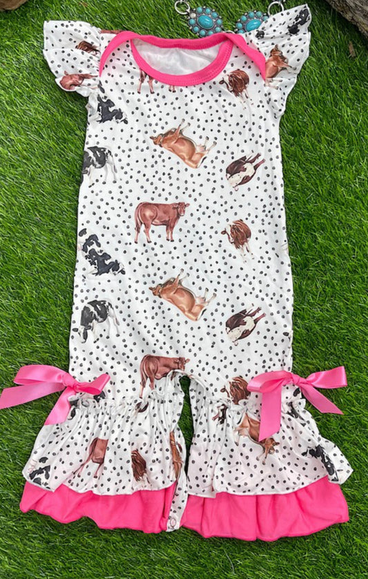 Pink Cow Romper
