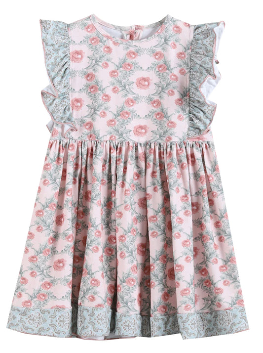 Vintage Rose and Sage Ruffle Dress