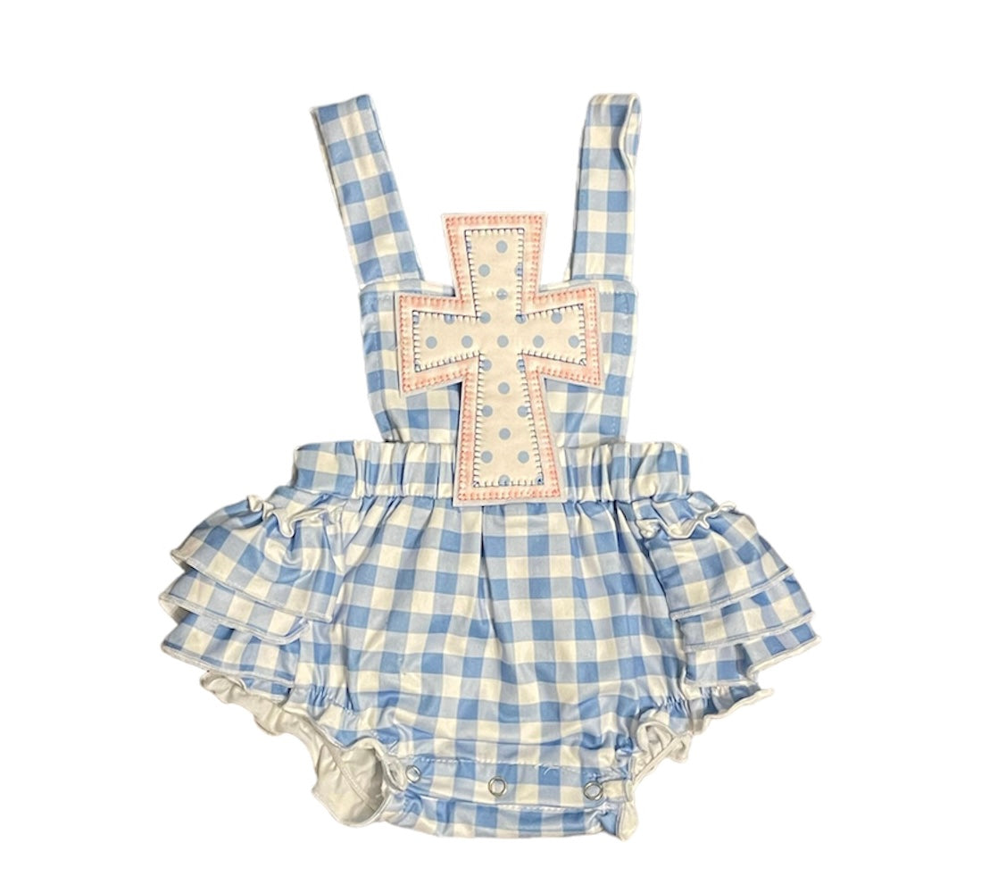 Blue Cross Girl Romper