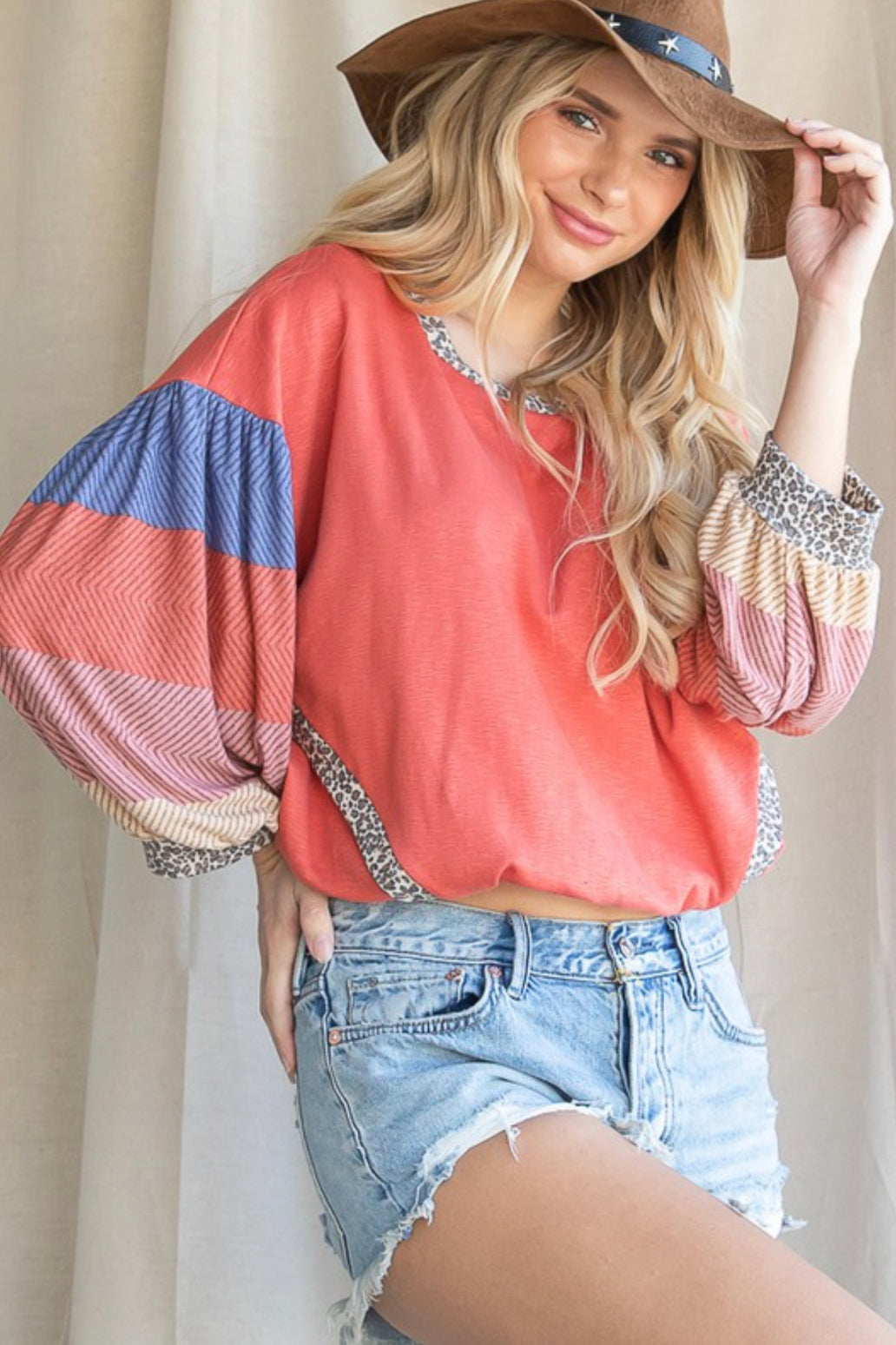 Contrast Sleeve Top